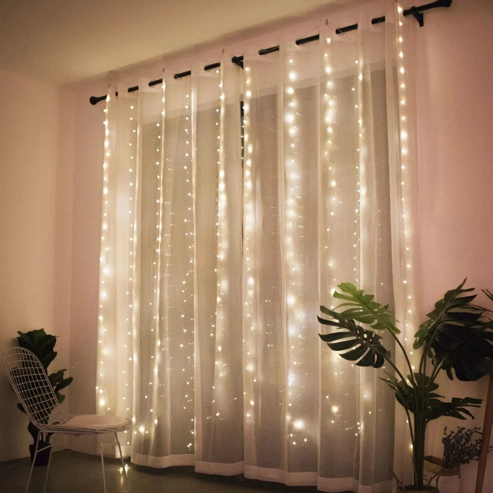 Christmas Lights Curtain Garland Merry Christmas Decor for Home 2025 Xmas Ornament Navidad Gifts Fairy Lights Festoon New Year