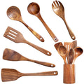 Wooden Kitchen Utensils Set, Wooden Spoons for Cooking Natural Teak Wood Non Stick Pots Kitchen Spatula Set for Cooking Gift
